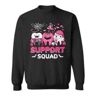 Support Squad Tooth Pumpkin Dental Halloween Breast Cancer Sweatshirt | Mazezy