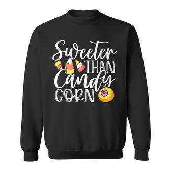 Sweet Than Candy Corn Hilarious Halloween Candy Corn Kids Halloween Candy Sweatshirt | Mazezy