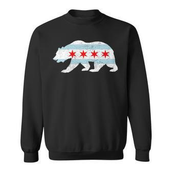 Sweet Vintage Retro Chicago City Flag Bear Print Sweatshirt | Mazezy