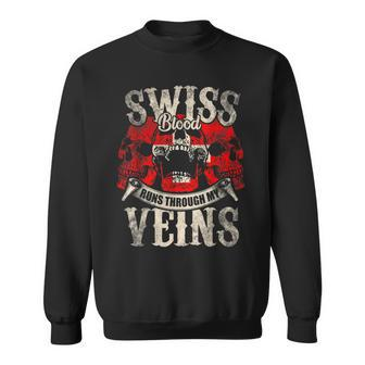 Swiss Blood Runs Through My Veins Flag Of Switzerland Sweatshirt - Seseable