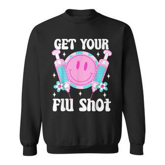 Syringe Retro Medical Get Your Flu Shot Caregiver Vaccine Sweatshirt - Thegiftio UK