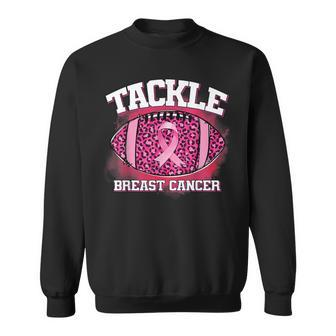 Tackle Breast Cancer Awareness Pink Football Ribbon Sweatshirt - Seseable