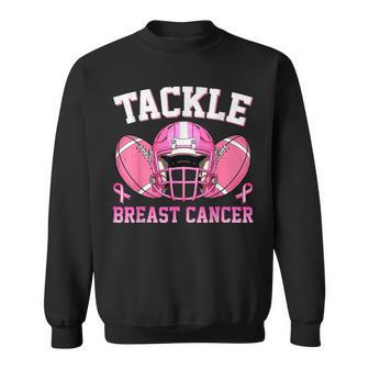 Tackle Football Pink Ribbon Breast Cancer Awareness Boys Sweatshirt - Seseable
