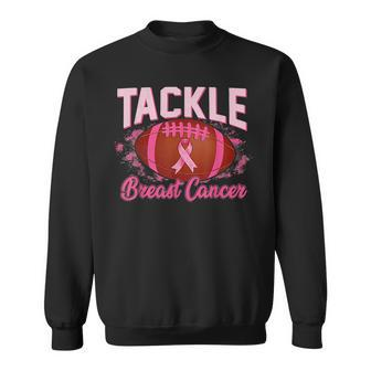 Tackle Football Pink Ribbon Warrior Breast Cancer Awareness Sweatshirt | Mazezy