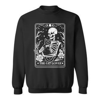 Tarot Card The Cat Lover Skeleton Spooky Season Halloween Sweatshirt - Monsterry AU