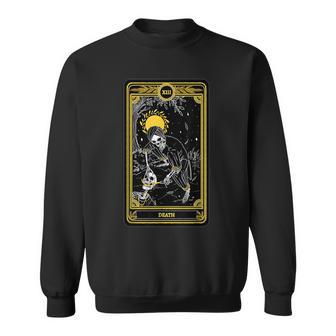 Tarot Card Death Dark Sticker Xiii Creepy Halloween Vintage Tarot Funny Gifts Sweatshirt | Mazezy