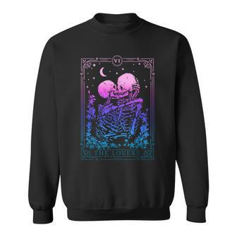 Tarot Card Kissing Skeleton Lovers Skull Bones Horror Goth Tarot Sweatshirt | Mazezy