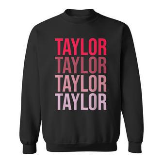 Taylor Retro Wordmark Pattern I Love Taylor Sweatshirt - Seseable