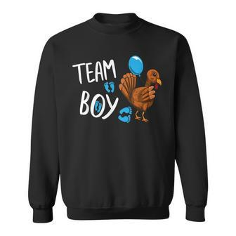 Team Boy Gender Reveal Baby Shower Announcement Turkey Sweatshirt | Mazezy