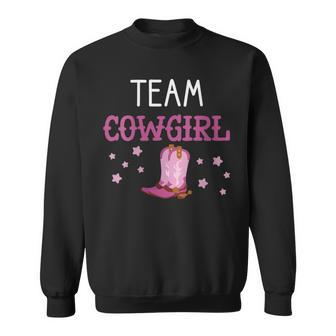 Team Cowgirl Or Cowboy Announcement Baby Shower Gift For Womens Sweatshirt | Mazezy
