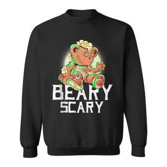 Teddy Bear Halloween Pun Beary Scary Killer Zombie Bear Sweatshirt | Mazezy