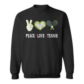 Tennis Lovers Player Fans Peace Love Tennis Tennis Funny Gifts Sweatshirt | Mazezy