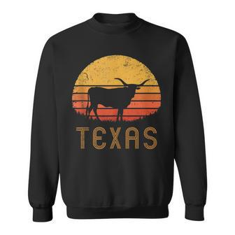 Texas Retro Longhorn Cattle Vintage Texan Cow Herd Lone Star Sweatshirt | Mazezy
