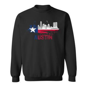 Texas State Flag Austin Skyline Austin Texas Skyline Sweatshirt | Mazezy