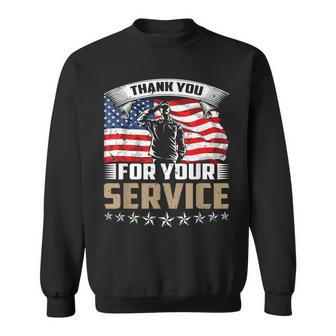 Thank You For Your Service American Flag Veteran Day Sweatshirt - Seseable