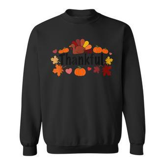 Thankful Thanksgiving With Pumpkins And Turkey Sweatshirt - Thegiftio UK