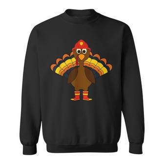Thanksgiving Firefighter Turkey Day Gift Sweatshirt | Mazezy
