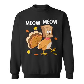 Thanksgiving Turkey Cat Meow Thanksgiving Sweatshirt | Mazezy