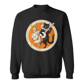 The Black Cat Magazine Halloween Cat Rabbit And Banjo Gifts For Rabbit Lovers Funny Gifts Sweatshirt | Mazezy