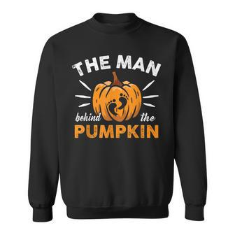 The Man Behind The Pumpkin Dad Soon Halloween Pregnancy Sweatshirt | Mazezy