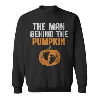 The Man Behind The Pumpkin Pregnancy Halloween New Dad To Be Gift For Mens Sweatshirt | Mazezy
