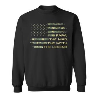 The Man The Myth The Legend Papa Fathers Day Camo Us Flag Sweatshirt - Thegiftio UK