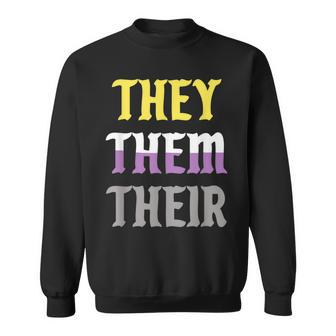 They Them Their Pronouns Lgbtq Non-Binary Pride Sweatshirt | Mazezy