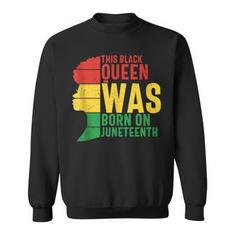 This Black Queen Was Born On Junenth Afro Gemini Birthday Sweatshirt | Mazezy