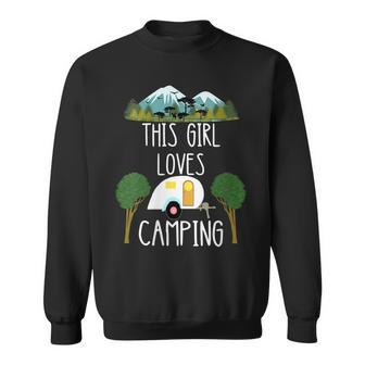 This Girl Loves Camping Rv Teardrop Trailer Camper Caravan Gift For Womens Sweatshirt | Mazezy