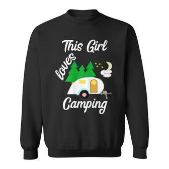 This Girl Loves Camping Teardrop Trailer Rv Camper Sweatshirt | Mazezy