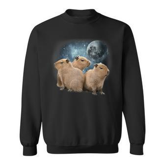 Three Capybaras And Moon Funny Capybara Humor Parody Gifts For Capybara Lovers Funny Gifts Sweatshirt | Mazezy