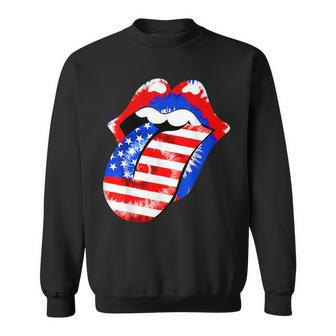 Tongue Lips American Flag 4Th Of July Proud Tie Dye Sweatshirt | Mazezy