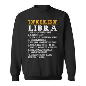 Top 10 Rules Of Libra September 23 October 22 Birthday Sweatshirt - Thegiftio UK