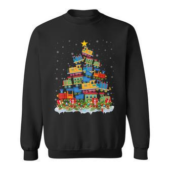 Train Lover Xmas Tree Santa Christmas Train Sweatshirt - Thegiftio UK