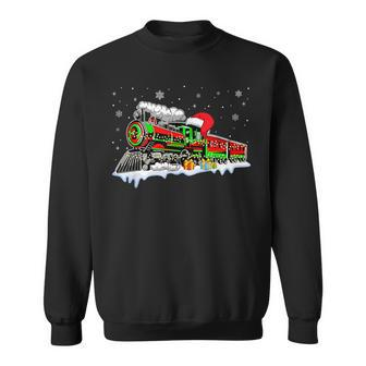 Train Santa Hat Christmas Pajama Train Distressed Xmas Sweatshirt - Seseable