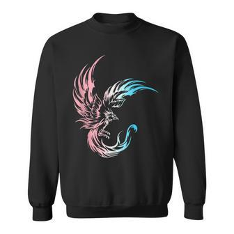 Trans Pride Transgender Phoenix Flames Fire Mythical Bird Sweatshirt | Mazezy