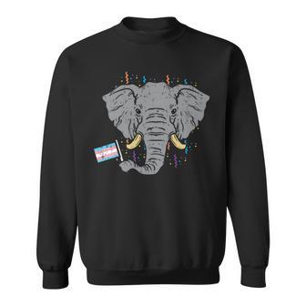 Transgender Flag Elephant Lgbt Trans Pride Stuff Animal Sweatshirt | Mazezy