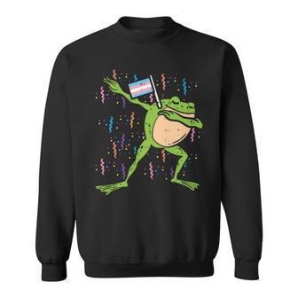 Transgender Flag Frog Dab Lgbt Trans Pride Stuff Animal Sweatshirt | Mazezy