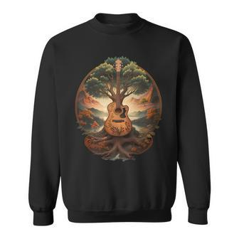 Tree Of Life Acoustic Guitar By The Lake Sweatshirt | Mazezy