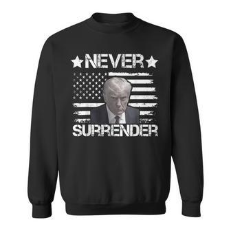Trump Shot Never Surrender President Usa Flag Vintage Sweatshirt - Seseable