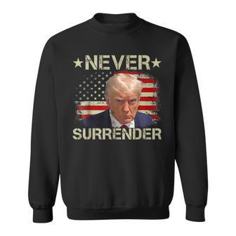 Trump Shot Never Surrender Pro Trump American Flag Sweatshirt - Monsterry DE