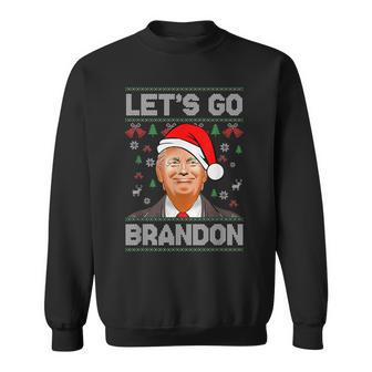 Trump Ugly Christmas Sweater Let's Go Bradon Meme Xmas Sweatshirt | Mazezy CA