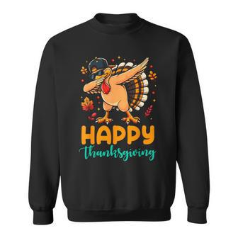 Turkey Dabbing Happy Thanksgiving Day Pilgrim Boys Men Sweatshirt - Seseable