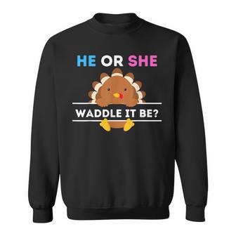 Turkey Thanksgiving Gender Reveal Baby Announcement Boy Girl Sweatshirt | Mazezy