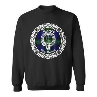 Turner Surname Last Name Scottish Clan Tartan Badge Crest Funny Last Name Designs Funny Gifts Sweatshirt | Mazezy