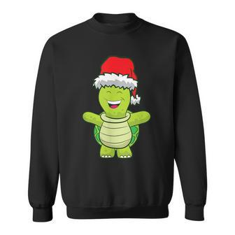 Turtle With Santa Hat Cute Turtle Christmas Sweatshirt | Mazezy