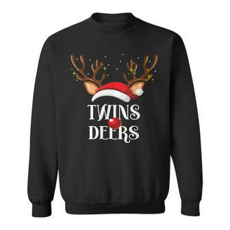 Twins Deers Family Matching Christmas Reindeer Party Sweatshirt - Monsterry UK