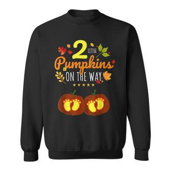 Twins Halloween Pregnancy Cute Twins Pumpkin Pregnant Sweatshirt | Mazezy