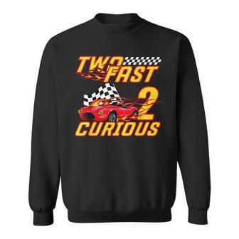 Two Fast 2 Curious 2Nd Birthday Decoration Party Boy Toddler Sweatshirt - Seseable