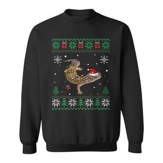 Ugly Christmas Pajama Sweater Leopard Gecko Animals Lover Sweatshirt | Mazezy